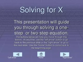 Solving for X