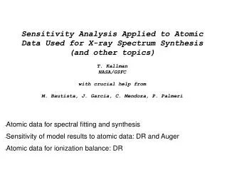 Atomic data for spectral fitting and synthesis
