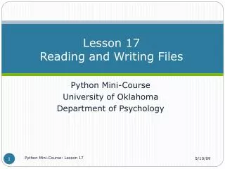 Lesson 17 Reading and Writing Files