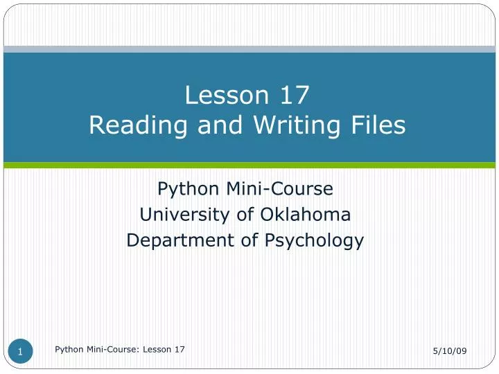 lesson 17 reading and writing files