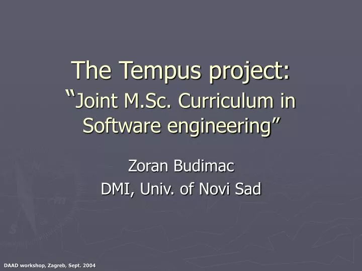 the tempus project joint m sc curriculum in software engineering