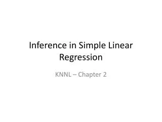 Inference in Simple Linear Regression