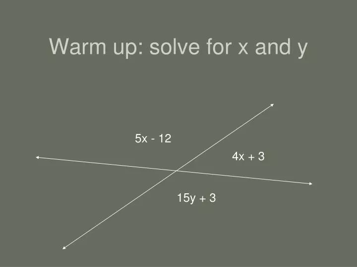 warm up solve for x and y