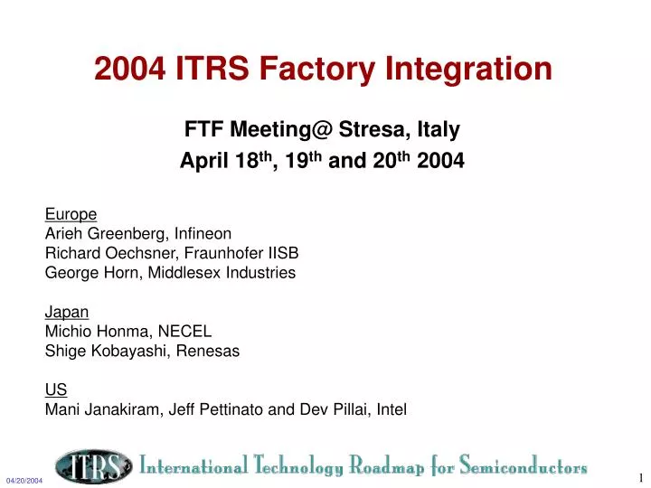 2004 itrs factory integration