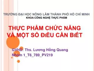 th c ph m ch c n ng v m t s i u c n bi t