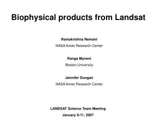 Biophysical products from Landsat