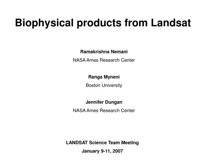 biophysical products from landsat