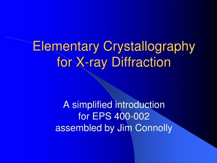 elementary crystallography for x ray diffraction