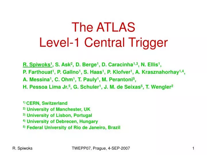 the atlas level 1 central trigger
