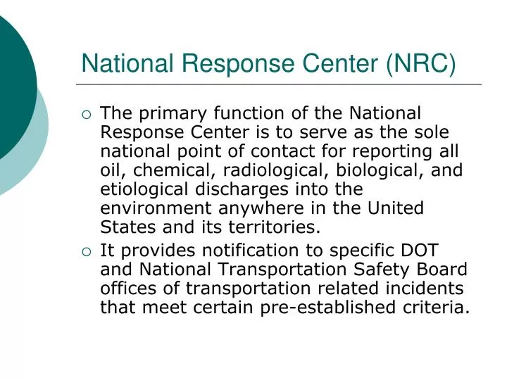 national response center nrc