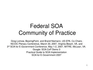 Federal SOA Community of Practice