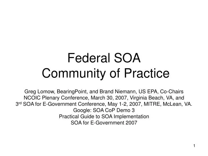 federal soa community of practice