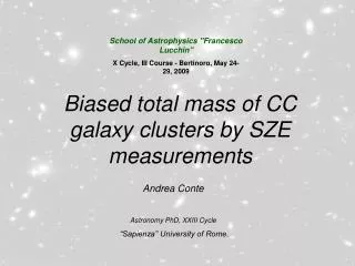 Biased total mass of CC galaxy clusters by SZE measurements