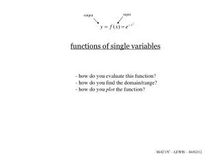 functions of single variables