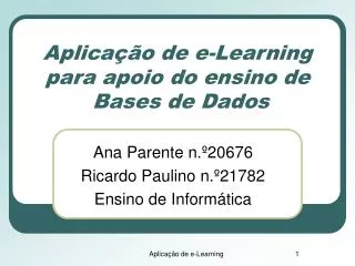 aplica o de e learning para apoio do ensino de bases de dados