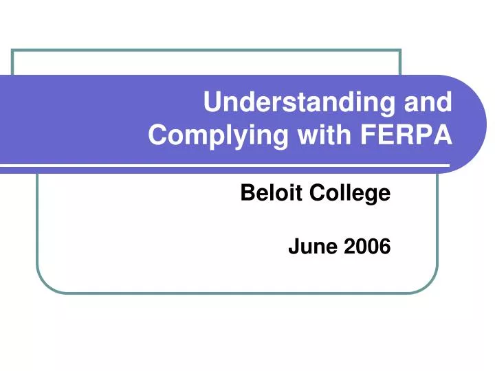 understanding and complying with ferpa