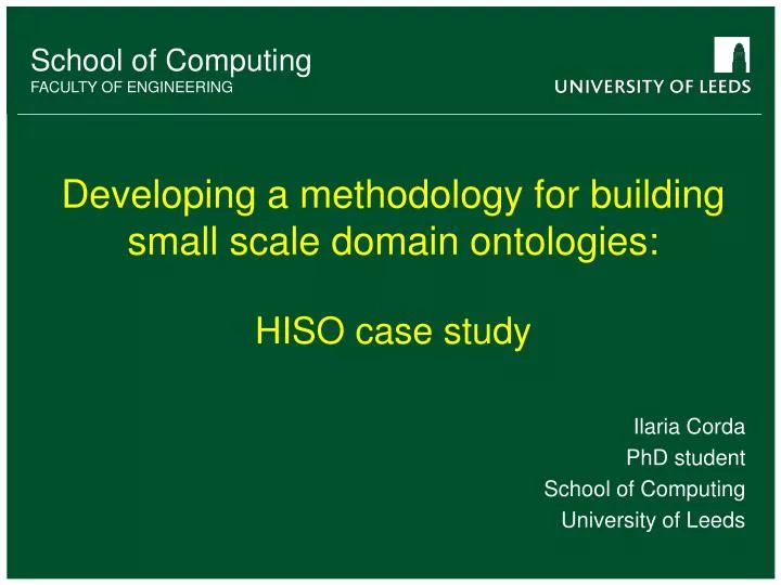 developing a methodology for building small scale domain ontologies hiso case study