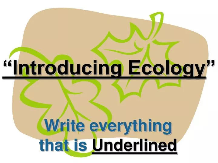 introducing ecology
