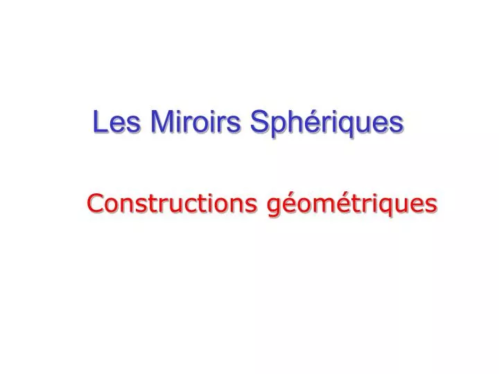 les miroirs sph riques