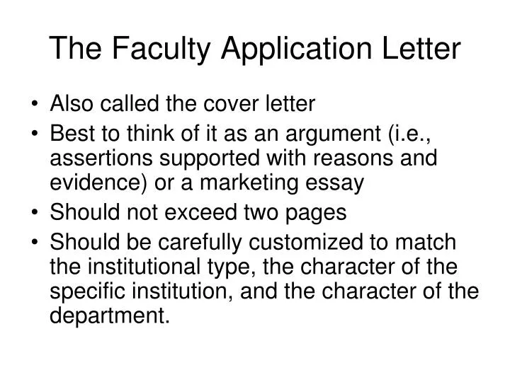 the faculty application letter