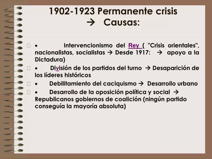 1902 1923 permanente crisis causas