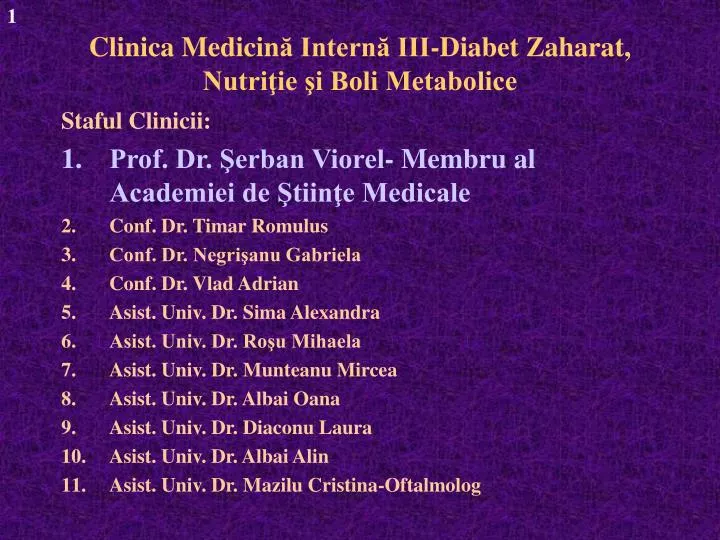 clinica medicin intern iii diabet z aharat nutri ie i boli metabolice