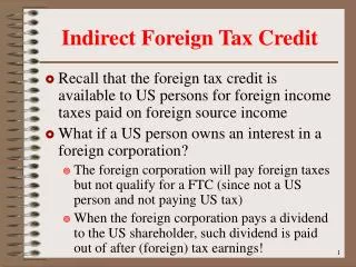Indirect Foreign Tax Credit