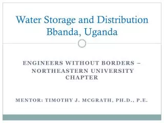 Water Storage and Distribution Bbanda, Uganda