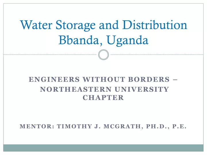 water storage and distribution bbanda uganda