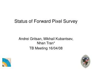 Status of Forward Pixel Survey
