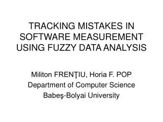 TRACKING MISTAKES IN SOFTWARE MEASUREMENT USING FUZZY DATA ANALYSIS