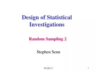 Design of Statistical Investigations