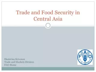 Trade and Food Security in Central Asia