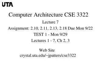 Computer Architecture CSE 3322