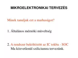 mikroelektronikai tervez s