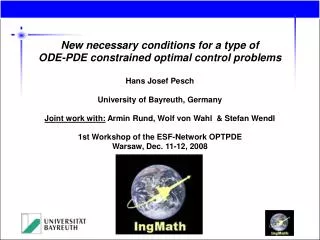 New necessary conditions for a type of ODE-PDE constrained optimal control problems