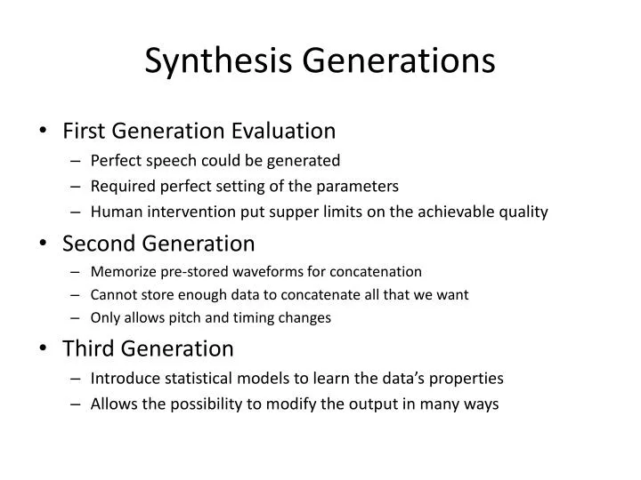 synthesis generations