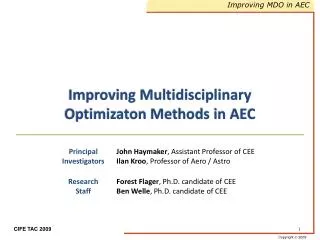 Improving Multidisciplinary Optimizaton Methods in AEC