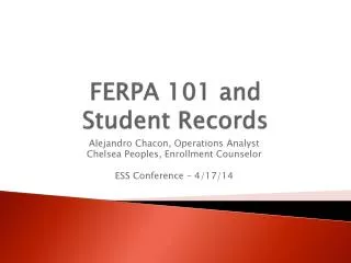 FERPA 101 and Student Records