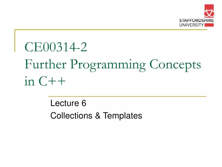 ce00314 2 further programming concepts in c