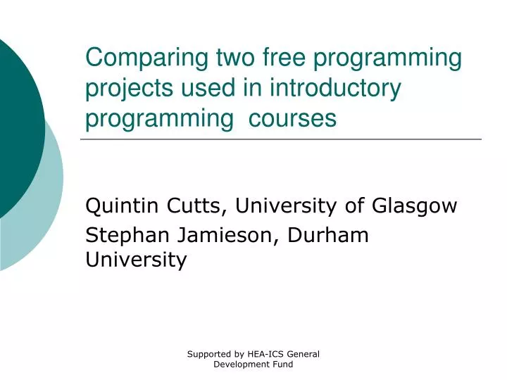 comparing two free programming projects used in introductory programming courses