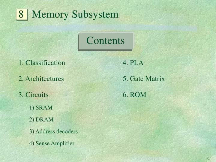8 memory subsystem