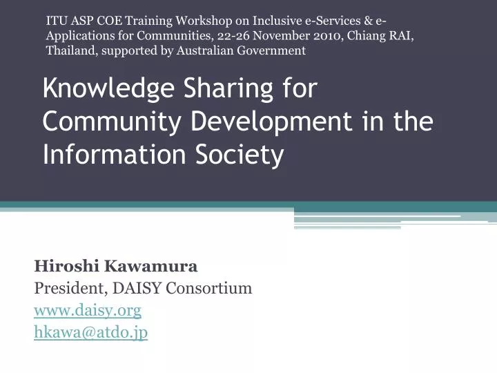 knowledge sharing for community development in the information society