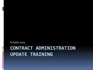 Contract Administration Update Training