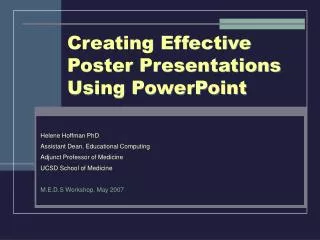 Creating Effective Poster Presentations Using PowerPoint
