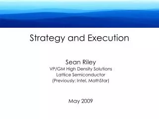 Strategy and Execution