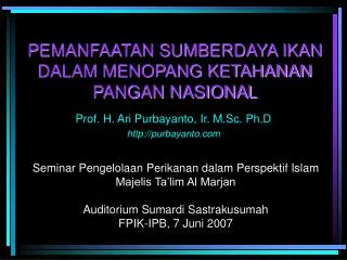 pemanfaatan sumberdaya ikan dalam menopang ketahanan pangan nasional