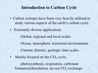 Introduction to Carbon Cycle