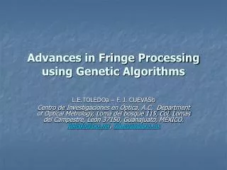 Advances in Fringe Processing using Genetic Algorithms