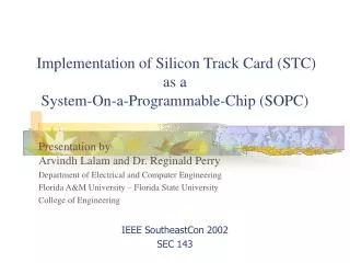 Implementation of Silicon Track Card (STC) as a System-On-a-Programmable-Chip (SOPC)